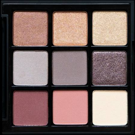 Gros plan des 9 teintes Autumn Vibes – Chogan MAKE-UP palette
