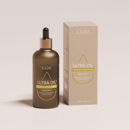 ULTRA OIL™ Lolûm – flacon 50ml avec packaging beige Plumping & Moisturising Blend